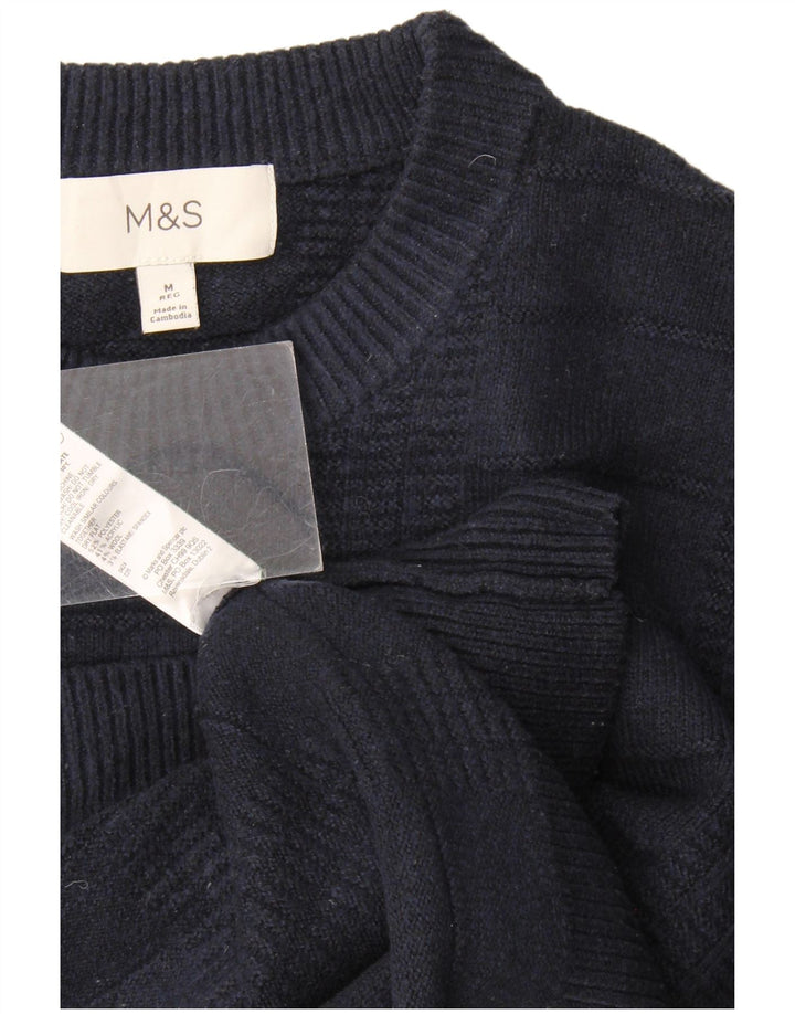 Marks & Spencer Ανδρικό πουλόβερ με λαιμόκοψη μεσαίου μπλε πολυεστέρα