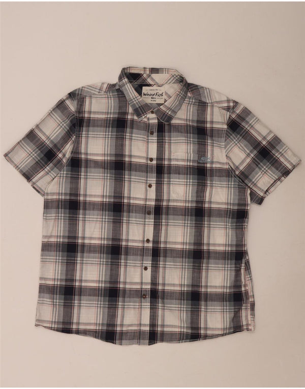 Ανδρικό κοντομάνικο πουκάμισο WEIRD FISH 2XL Navy Blue Check Cotton