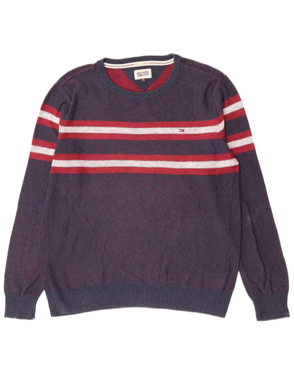 Tommy Hilfiger Boys Crew Neck Jumper πουλόβερ 14-15 ετών XL μπλε ριγέ