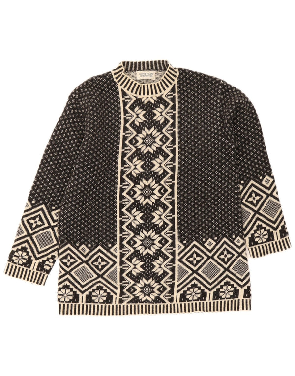 Γυναικείο πουλόβερ Benetton Crew Neck Jumper UK 10 Small Black Fair Isle