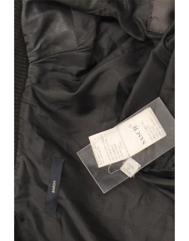 Sasch Γυναικείο Crop Δερμάτινο Μπουφάν UK 14 Medium Μαύρο