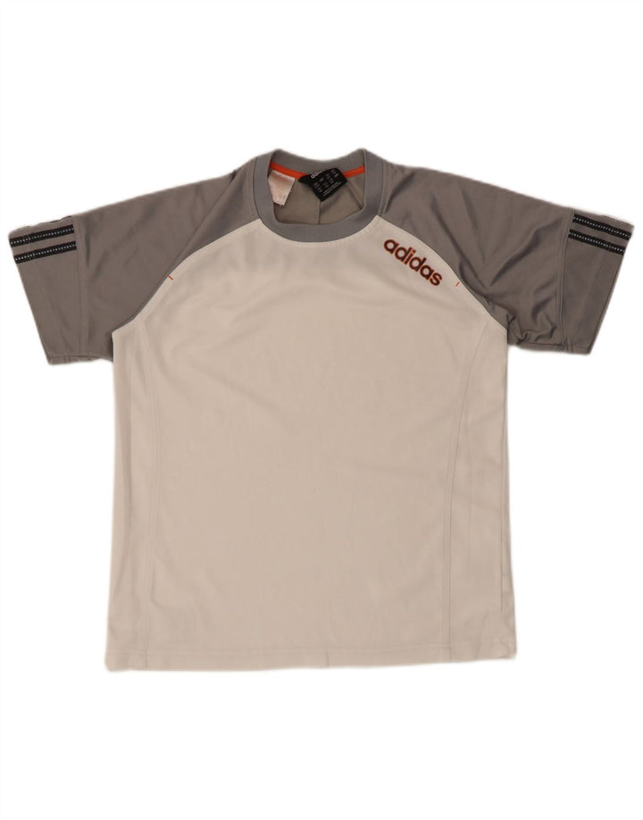 Μπλουζάκι ADIDAS για αγόρια τοπ 13-14 ετών Λευκό πολύχρωμο πολυεστέρα