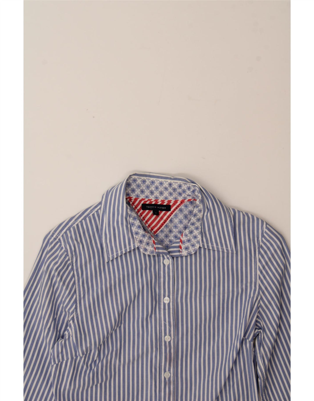TOMMY HILFIGER Womens Shirt US 6 Medium Blue Pinstripe Cotton Vintage Tommy Hilfiger and Second-Hand Tommy Hilfiger from Messina Hembry 