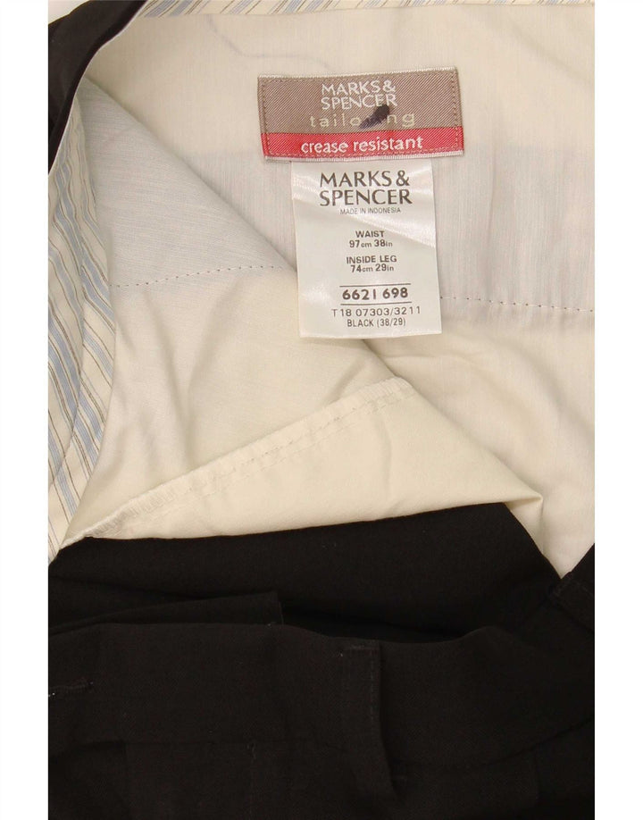 Marks & Spencer Ανδρικό παντελόνι με καρφίτσα W38 L29 Μαύρο πολυεστέρα