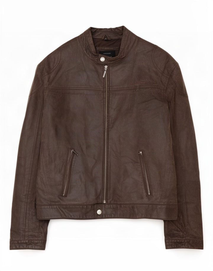 Ben Sherman Ανδρικό Δερμάτινο Μπουφάν Biker UK 38 Μεσαίο Καφέ