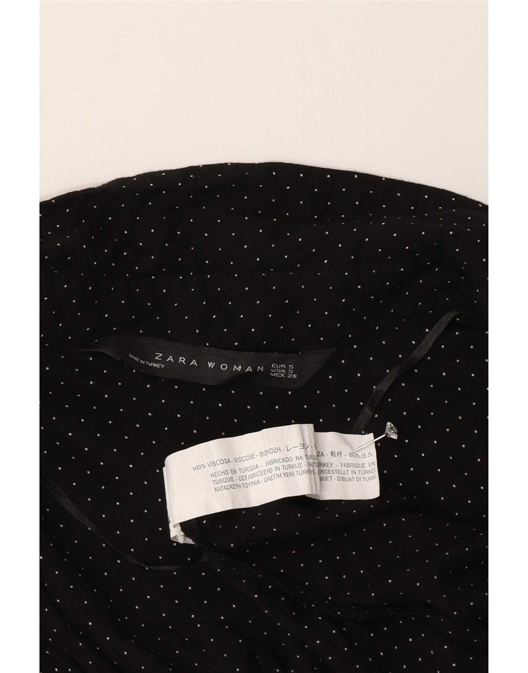 Zara Γυναικείο πουκάμισο UK 10 Μικρή Βισκόζη με μαύρες στίγματα