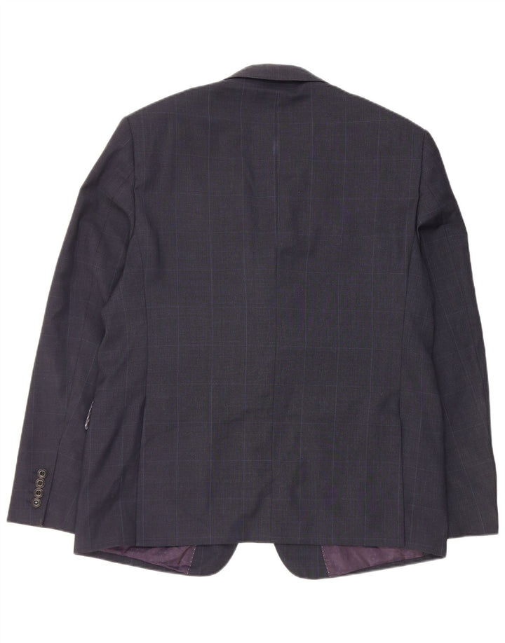 Marks & Spencer Mens Tailored Fit Blazer Jacket UK 44 XL Navy Blue Check