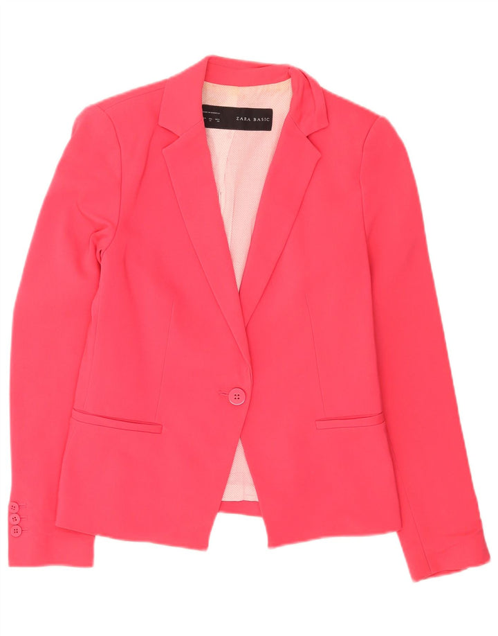 Zara Γυναικείο σακάκι 1 κουμπιού blazer UK 12 μεσαίο ροζ πολυεστέρας