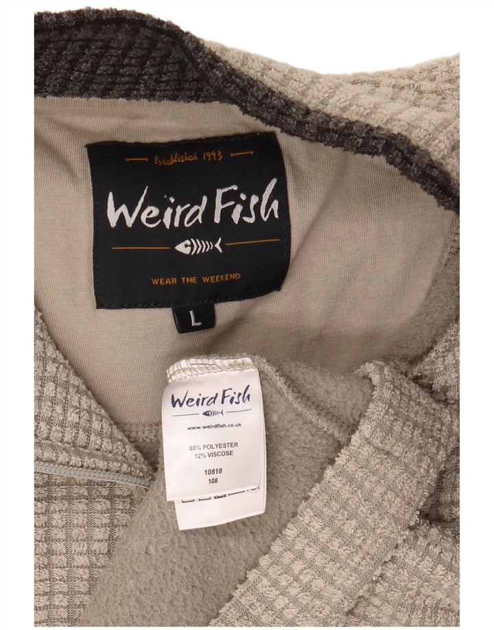 Weird Fish Ανδρικό πουλόβερ με φερμουάρ, μεγάλο μπεζ πολυεστέρα