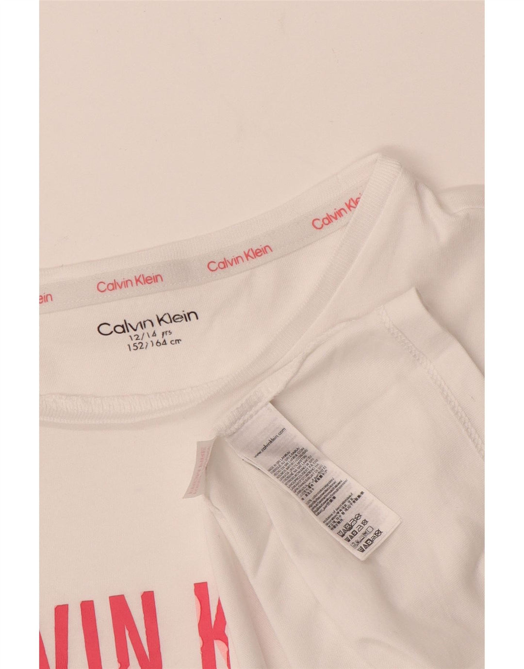 Γραφικό T-shirt για κορίτσια CALVIN KLEIN Top 12-13 ετών Λευκό βαμβακερό