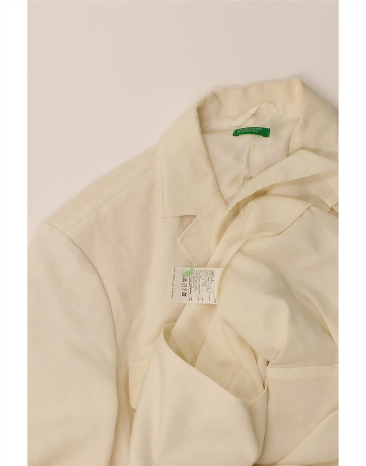 BENETTON Womens 2 Button Blazer Jacket IT 44 Medium Beige Acetate Vintage Benetton and Second-Hand Benetton from Messina Hembry 
