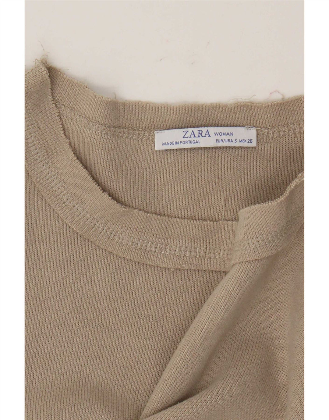 Zara Γυναικείο Crop Oversized τοπ μακρυμάνικο UK 10 Small Beige