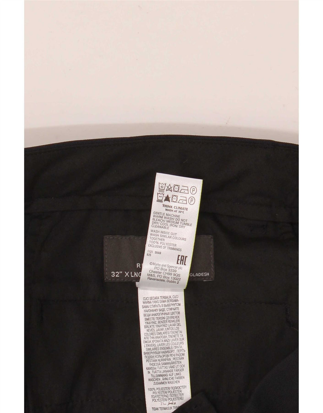 Marks & Spencer Ανδρικό παντελόνι Chino με κανονική εφαρμογή W32 L35 Navy Blue Polyester