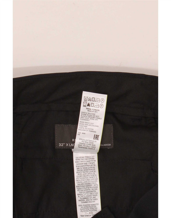 Marks & Spencer Ανδρικό παντελόνι Chino με κανονική εφαρμογή W32 L35 Navy Blue Polyester
