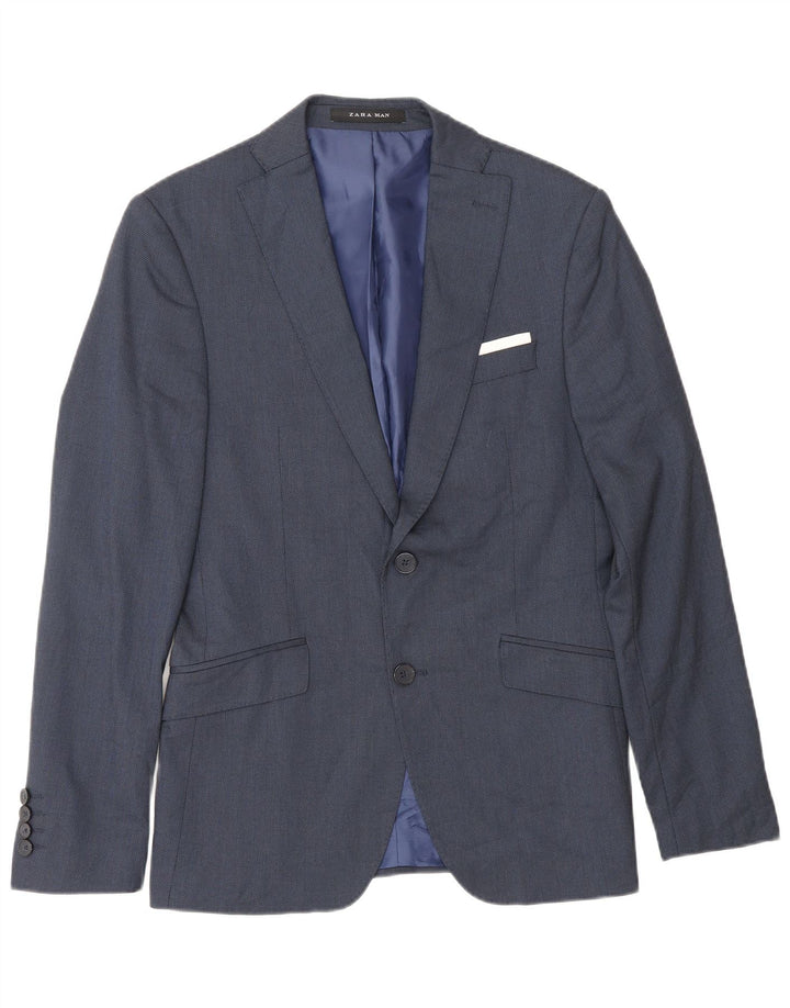 Zara Ανδρικό μπουφάν σακάκι με 2 κουμπιά EU 46 Small Navy Blue Viscose