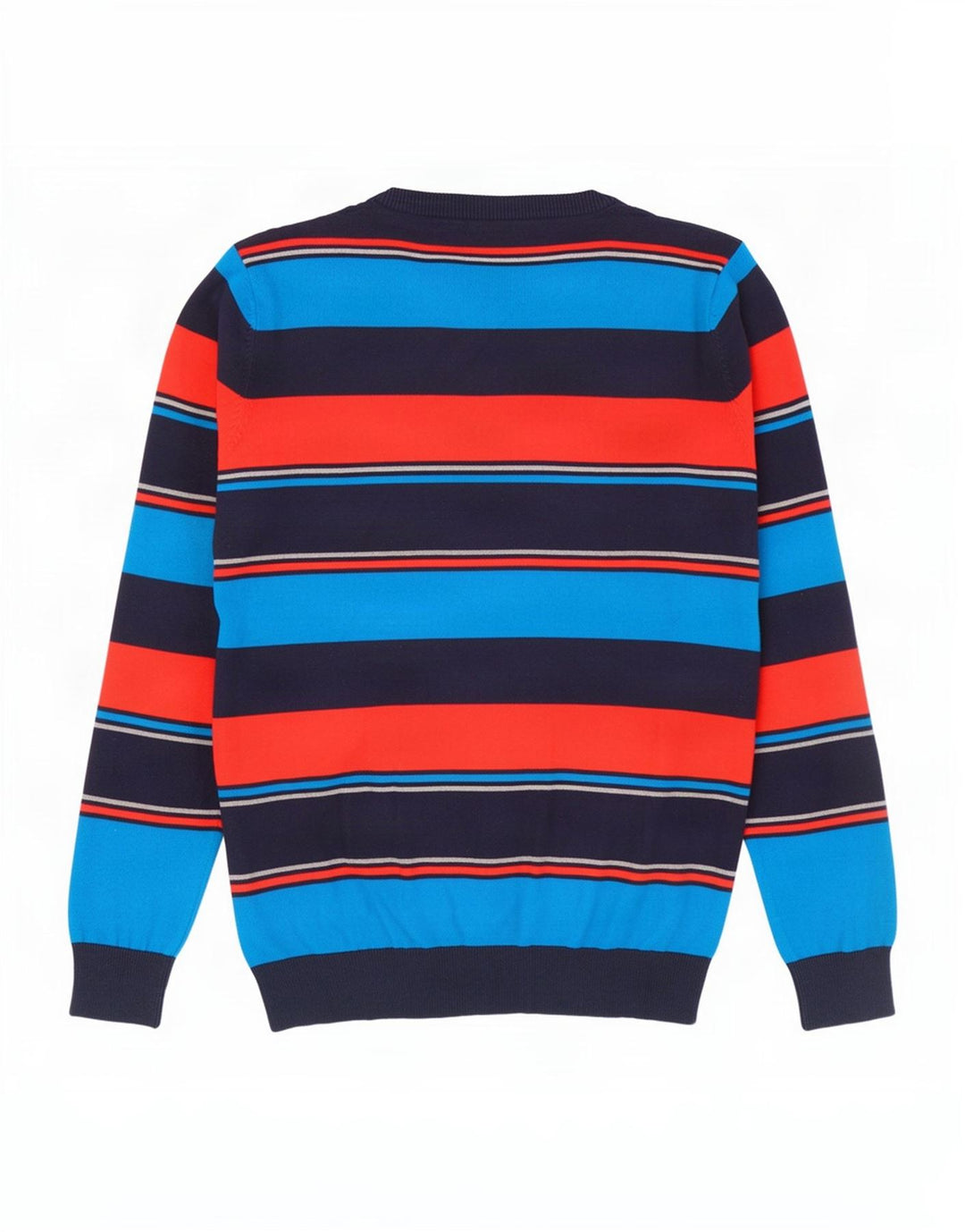 Jack & Jones Ανδρικό πουλόβερ με λαιμόκοψη με λαιμόκοψη, μεσαίο πολύχρωμο βαμβακερό ριγέ