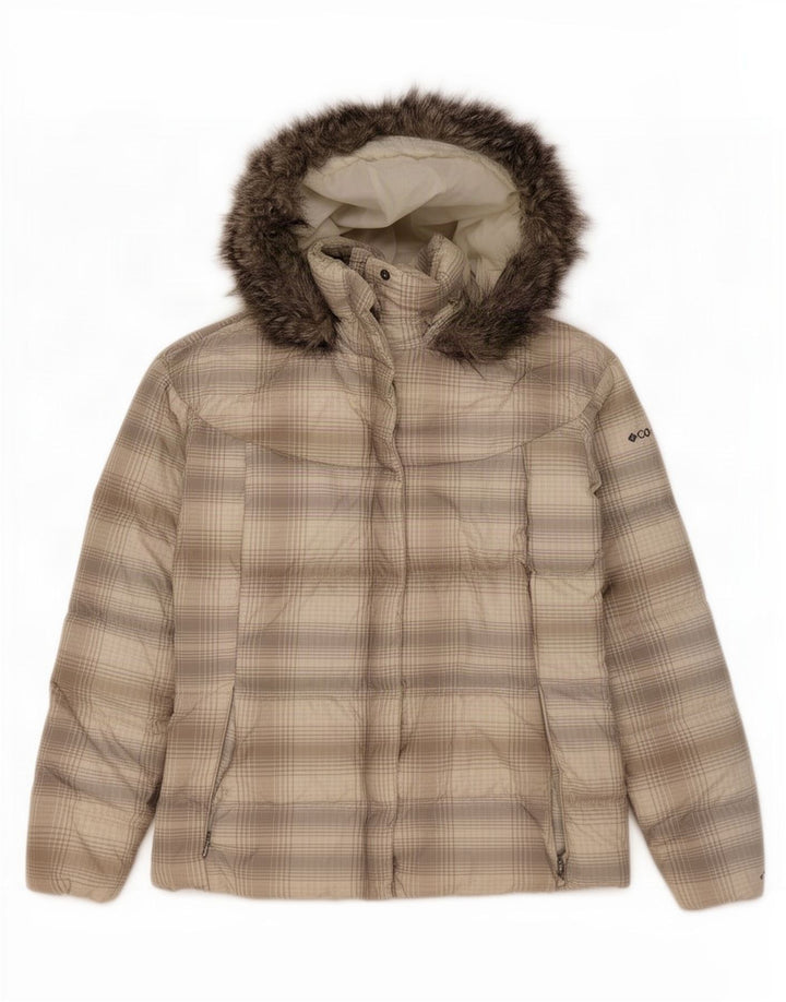 Columbia Γυναικείο μπουφάν με κουκούλα UK 18 XL Grey Check Polyester