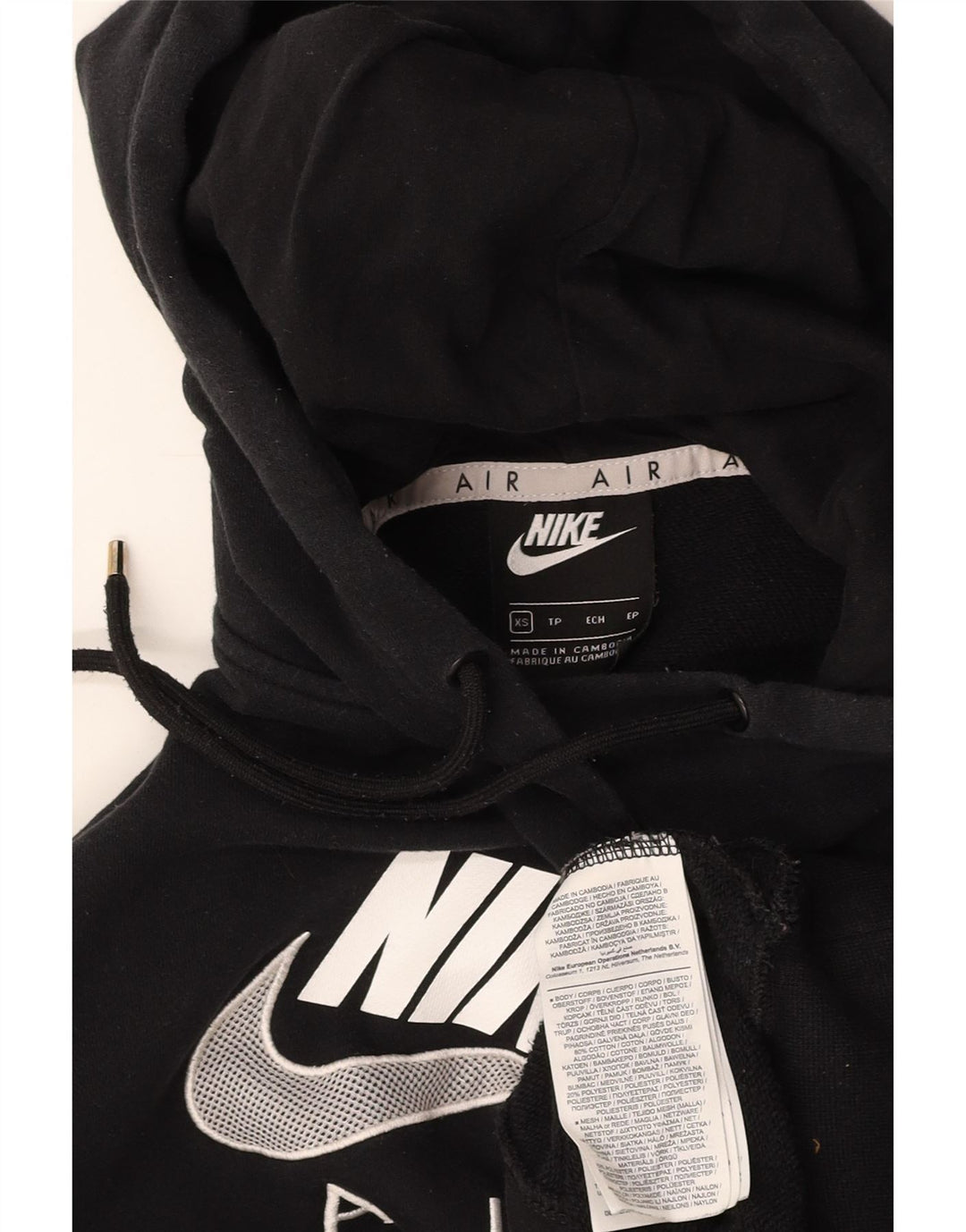 NIKE Γυναικείο Air Oversized Graphic Hoodie Jumper UK 6 XS Μαύρο βαμβακερό
