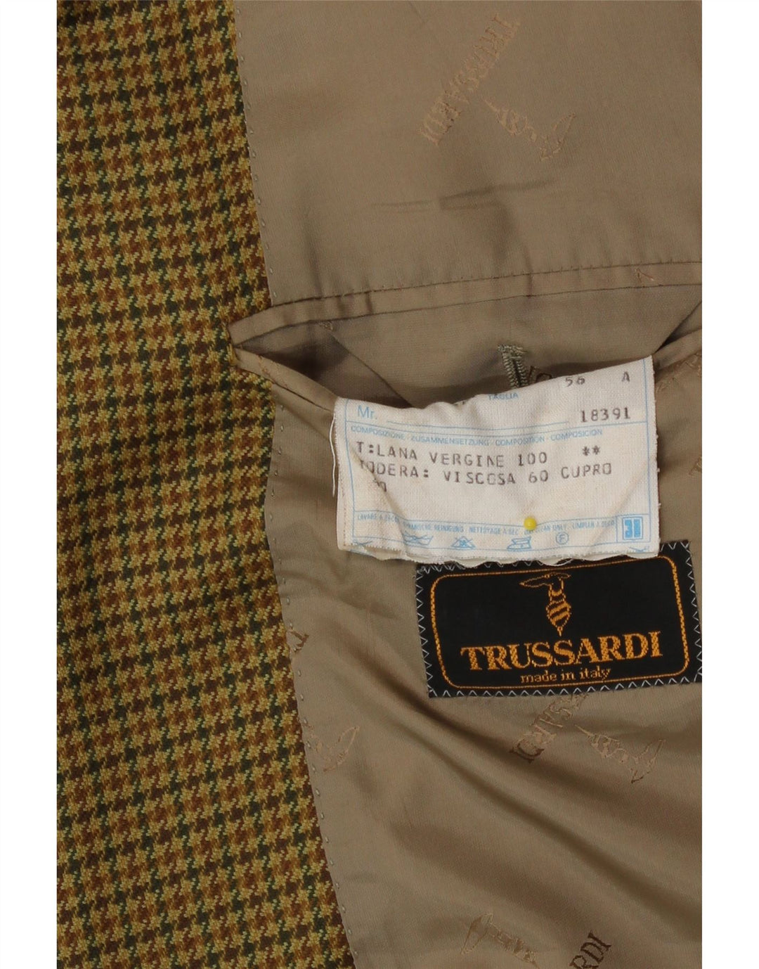 Trussardi Ανδρικό σακάκι σακάκι με 2 κουμπιά IT 56 3XL Beige Houndstooth