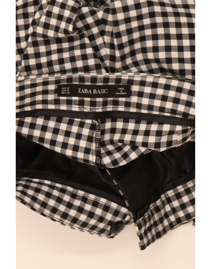 Zara Γυναικείο Slim Cropped Παντελόνι Medium W28 L26 Black Gingham Cotton