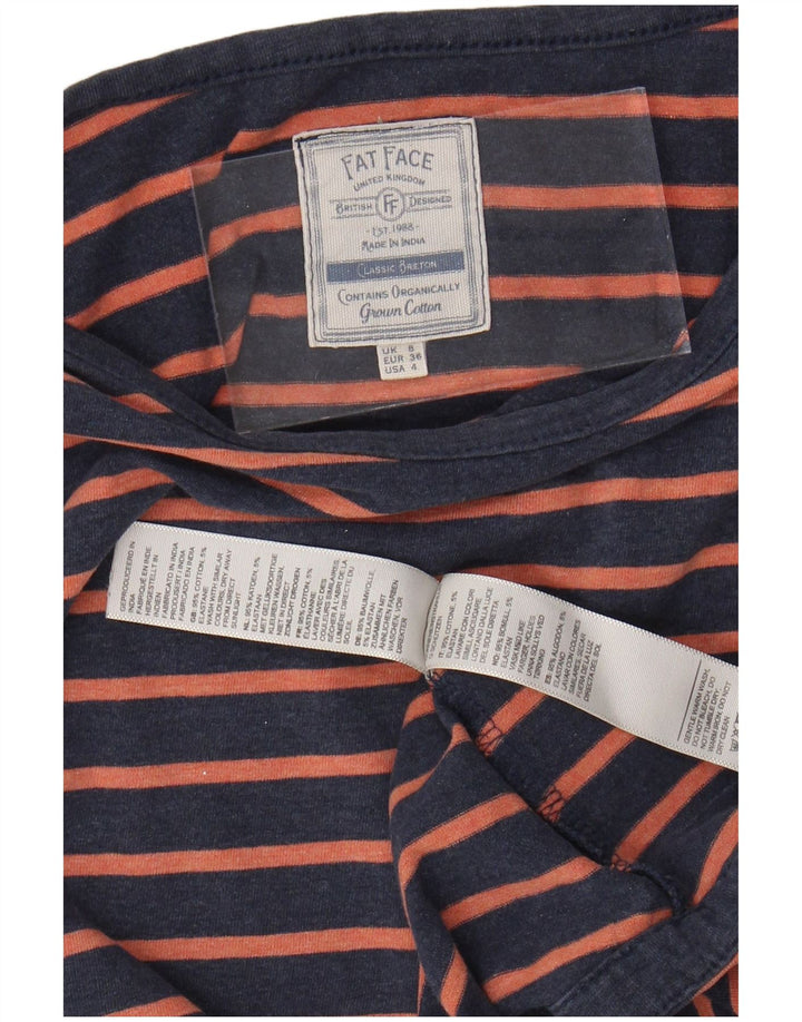 FAT FACE Γυναικείο μπλουζάκι μακρυμάνικο UK 8 Small Navy Blue ριγέ βαμβακερό
