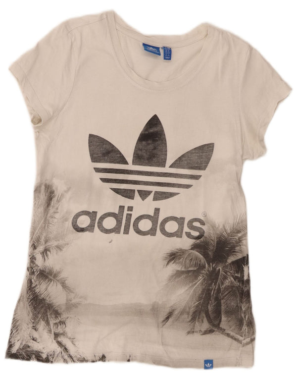 Γυναικείο γραφικό μπλουζάκι Adidas Top UK 14 Μεσαίο λευκό φλοράλ βαμβακερό