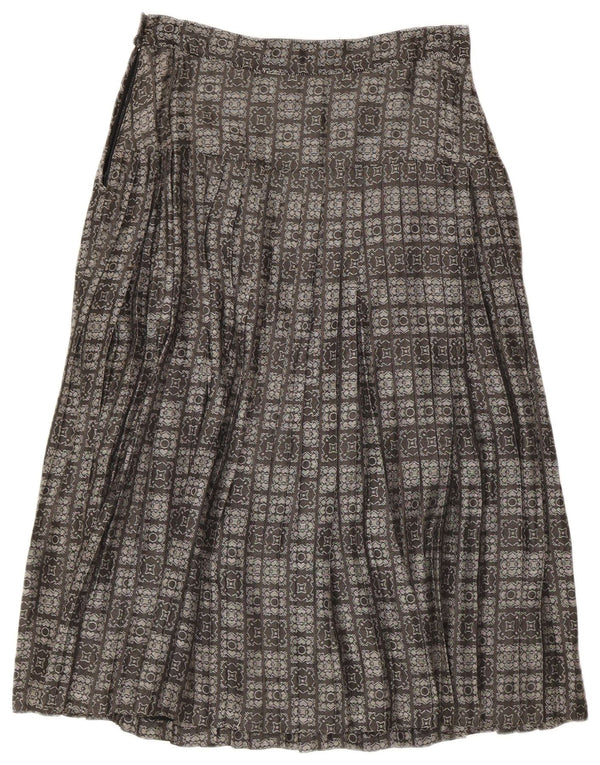 Vintage γυναικεία πλισέ φούστα σε γραμμή Α IT 44 Medium W28 Grey Geometric Acetate