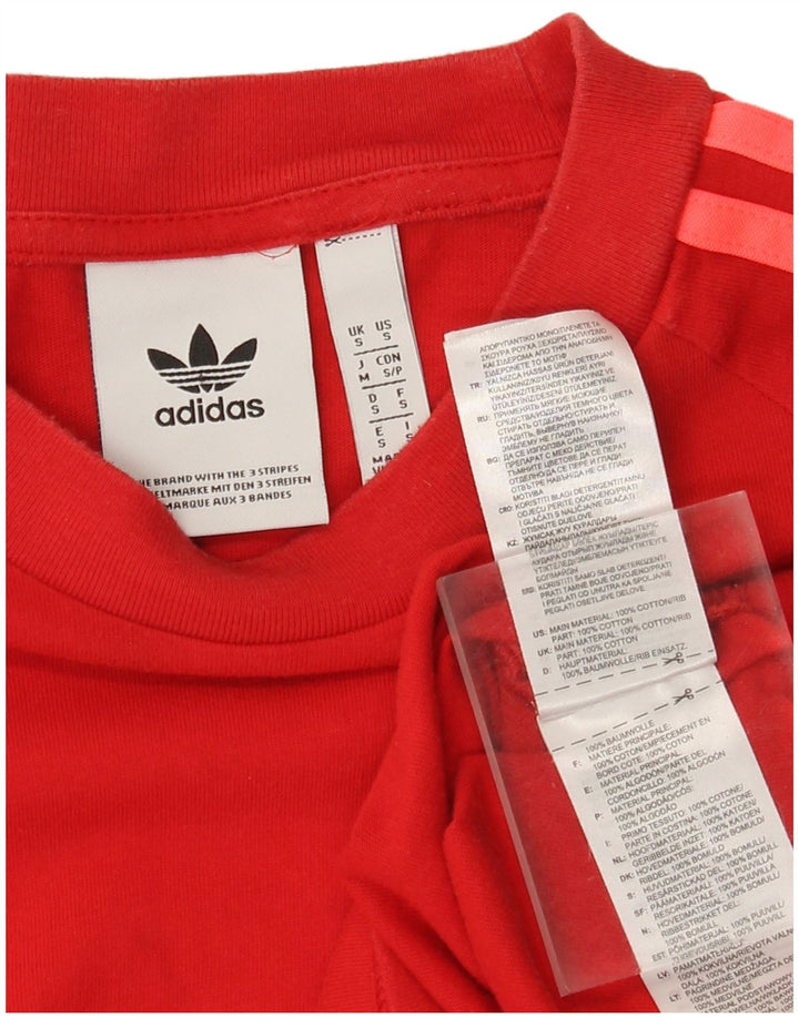 Ανδρικό τοπ Adidas μακρυμάνικο μικρό κόκκινο βαμβακερό