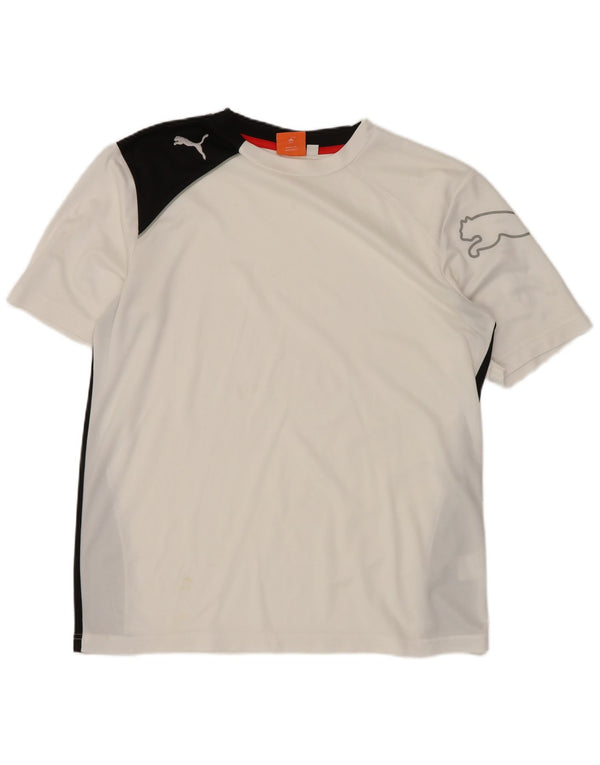 Puma Mens Graphic T-Shirt Top Small White Colourblock