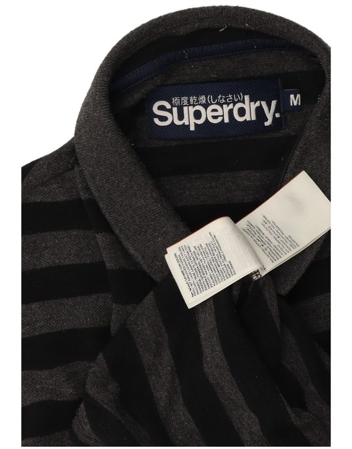 Ανδρικό πουκάμισο πόλο Superdry, Βαμβακερό μεσαίο γκρι ριγέ