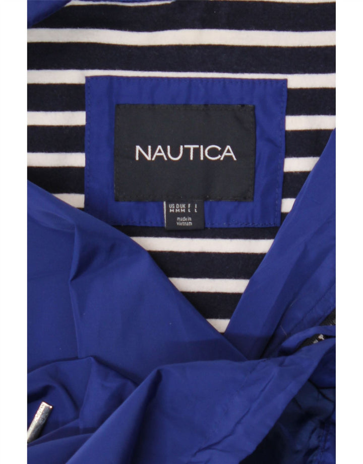 NAUTICA Womens Hooded Raincoat UK 14 Medium Blue