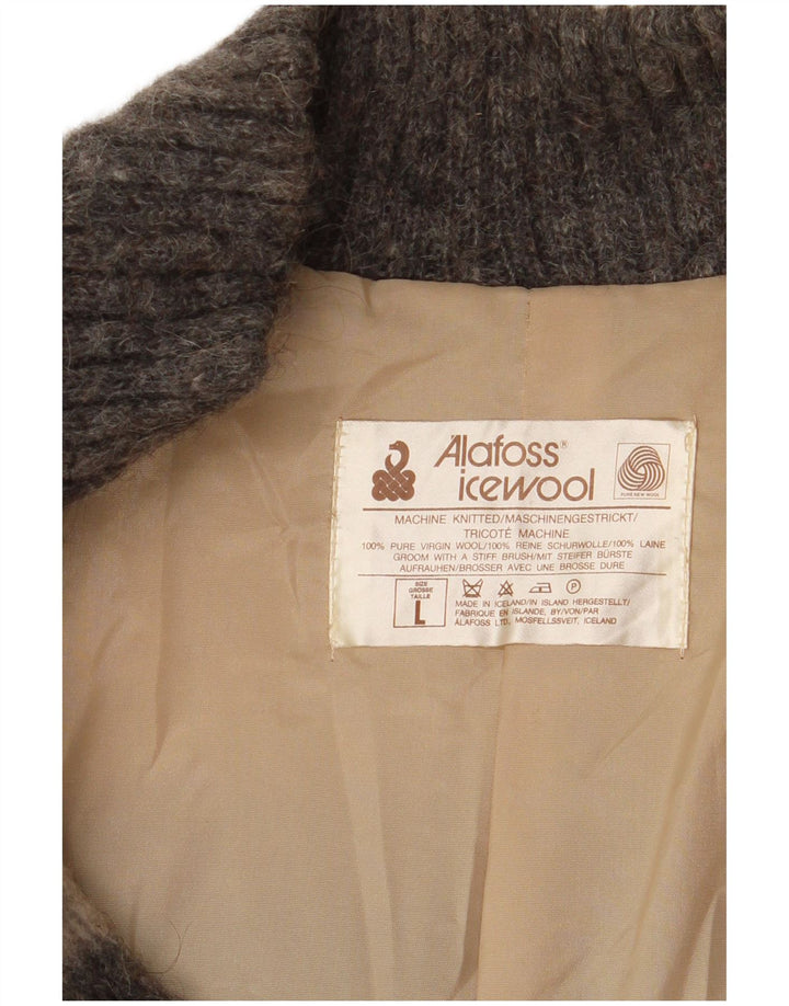 Ανδρικό πλεκτό μπουφάν Alafoss Icewool UK 40 Large Grey Colourblock Winter