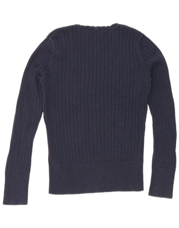 Tommy Hilfiger Γυναικείο πουλόβερ με λαιμόκοψη με V λαιμόκοψη UK 12 μεσαίο μπλε βαμβακερό