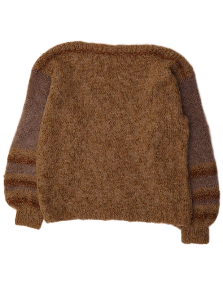VINTAGE Γυναικείο πουλόβερ με λαιμόκαυστο UK 18 XL καφέ ριγέ