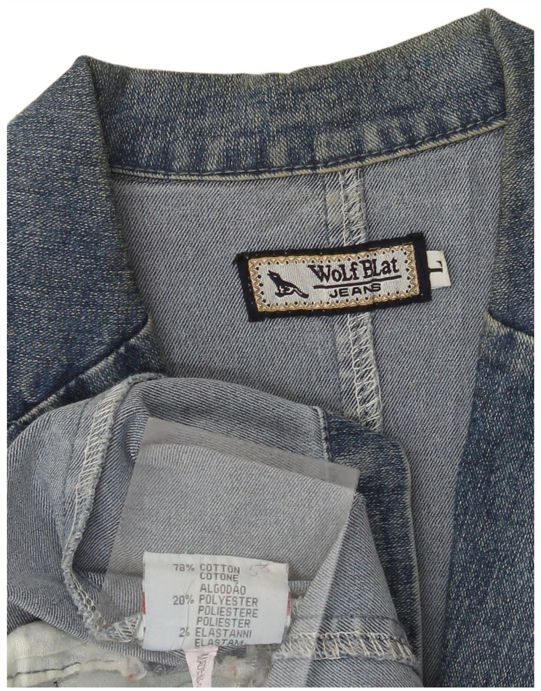 VINTAGE Γυναικείο Τζιν Μπουφάν UK 14 Large Blue Cotton Classic