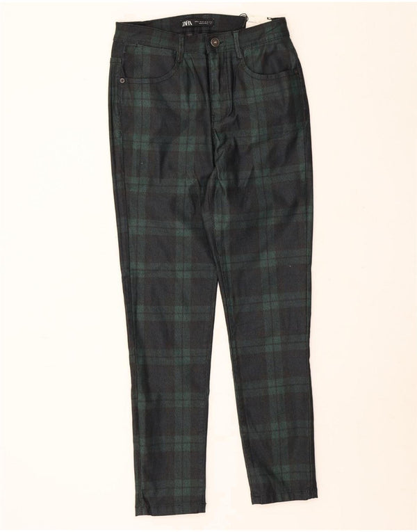 Zara Ανδρικό Skinny Casual Παντελόνι EU 38 Small W30 L26 Green Check Cotton
