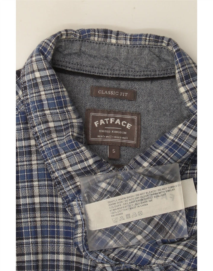FAT FACE Ανδρικό πουκάμισο Classic Fit Flannel Μικρό Μπλε βαμβακερό