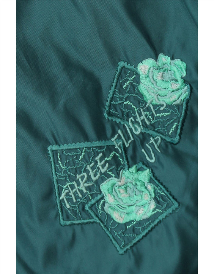 VINTAGE Γυναικείο υπερμεγέθη γραφικό αναστρέψιμο μπουφάν UK 16 μεγάλο τιρκουάζ