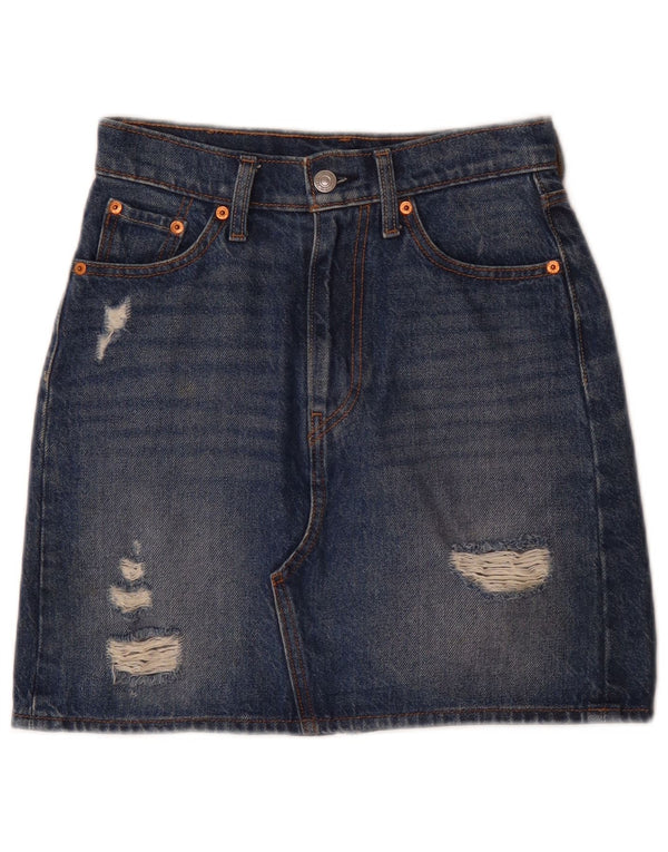 Γυναικεία τζιν ταλαιπωρημένη φούστα Levi's W24 XS Μπλε βαμβακερή