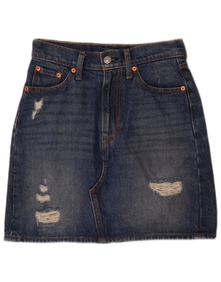 Γυναικεία τζιν ταλαιπωρημένη φούστα Levi's W24 XS Μπλε βαμβακερή
