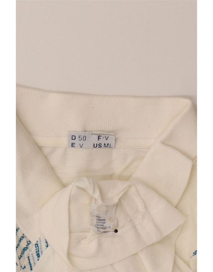 Sergio Tacchini Ανδρικό Πόλο Μπλουζάκι IT 50 Μεσαίο Λευκό Γεωμετρικό Βαμβάκι