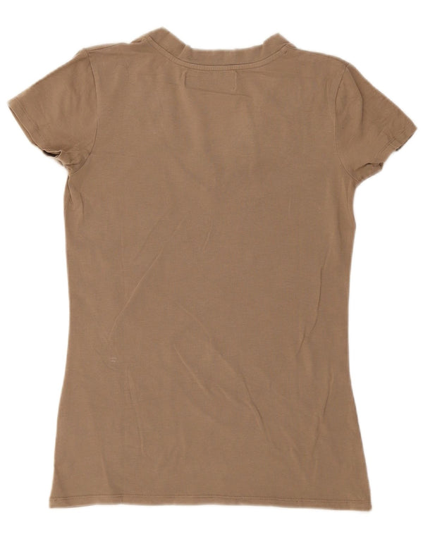 Zara Γυναικείο T-Shirt Top UK 14 Large Beige βαμβακερό