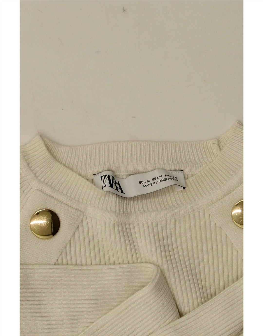 Zara Γυναικείο Crop Top Μακρυμάνικο UK 12 Medium White
