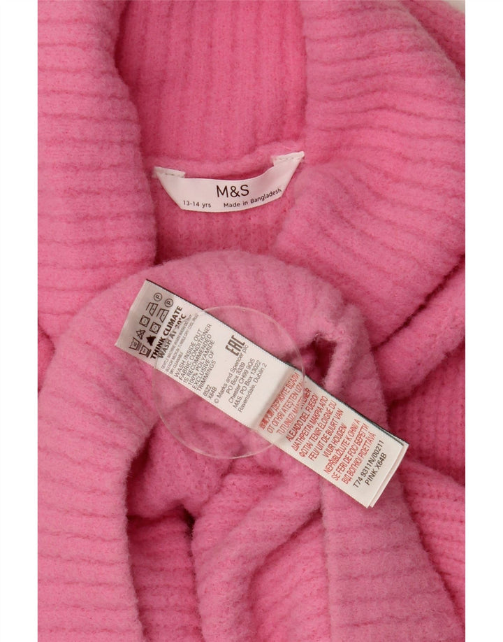 Marks & Spencer Girls Roll Neck Jumper πουλόβερ 13-14 ετών Ροζ Πολυαμίδιο