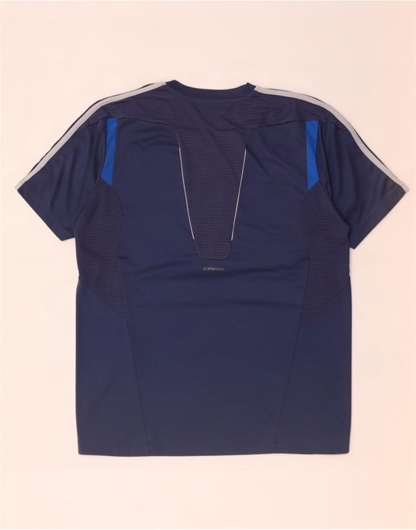 Adidas Ανδρικό T-Shirt Climacool Top Large Navy Blue Colorblock Πολυεστέρας