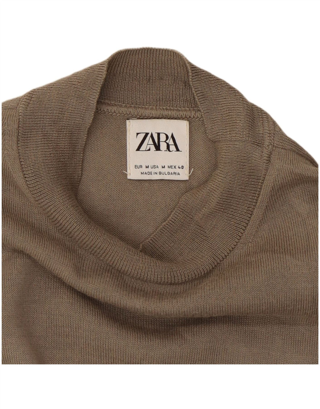 Zara Γυναικείο πουλόβερ με λαιμόκοψη UK 14 Medium Brown