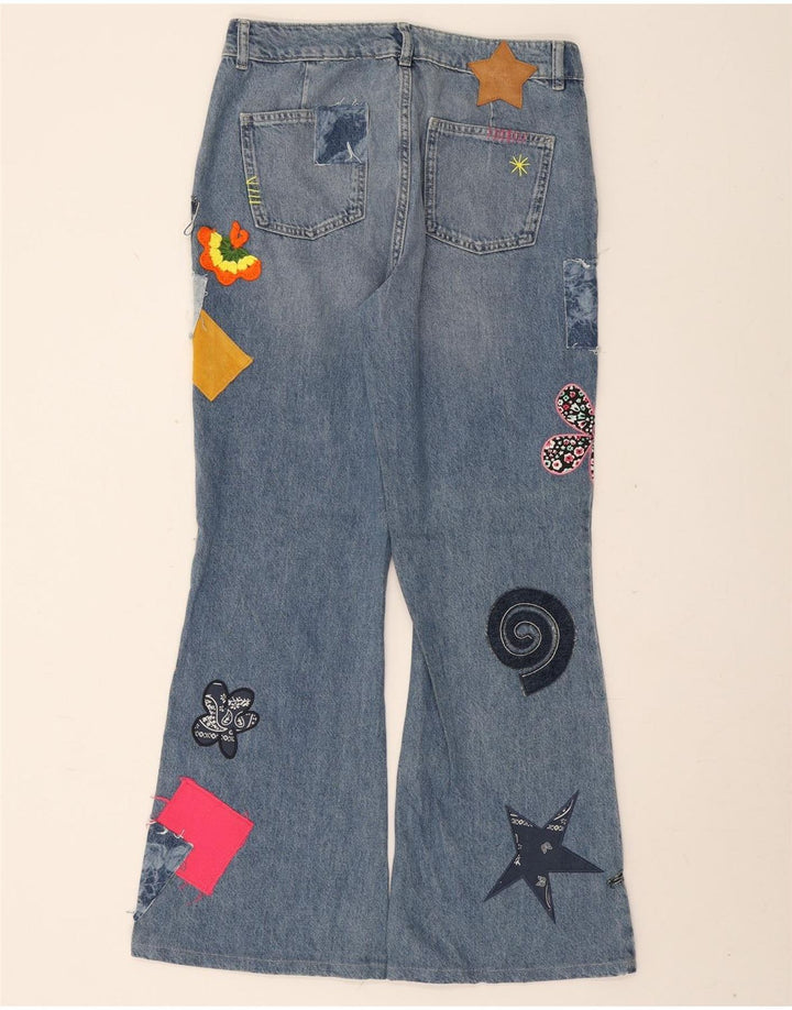 Desigual γυναικείο τζιν με φλας W32 L30 Μπλε βαμβακερό συνονθύλευμα