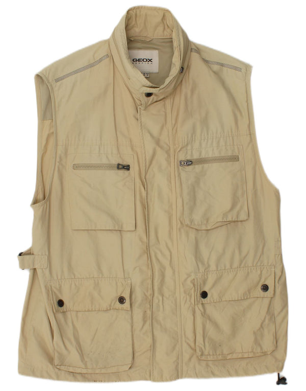 Geox Mens Respira Utility Gilet UK 44 2XL Beige Cotton