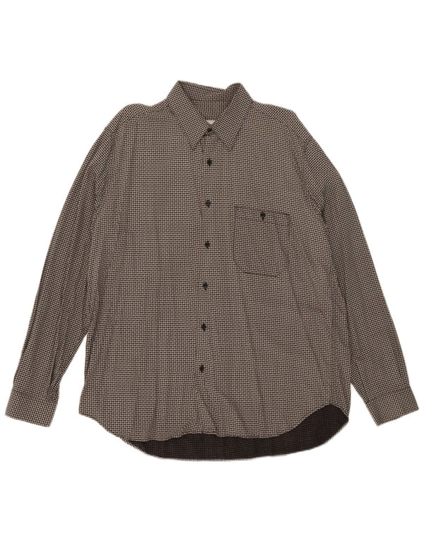 Vintage ανδρικό πουκάμισο μεγάλο γκρι Houndstooth βισκόζη