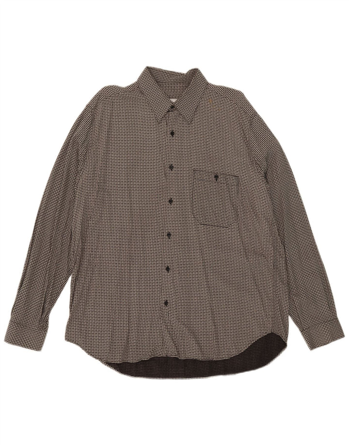 Vintage ανδρικό πουκάμισο μεγάλο γκρι Houndstooth βισκόζη